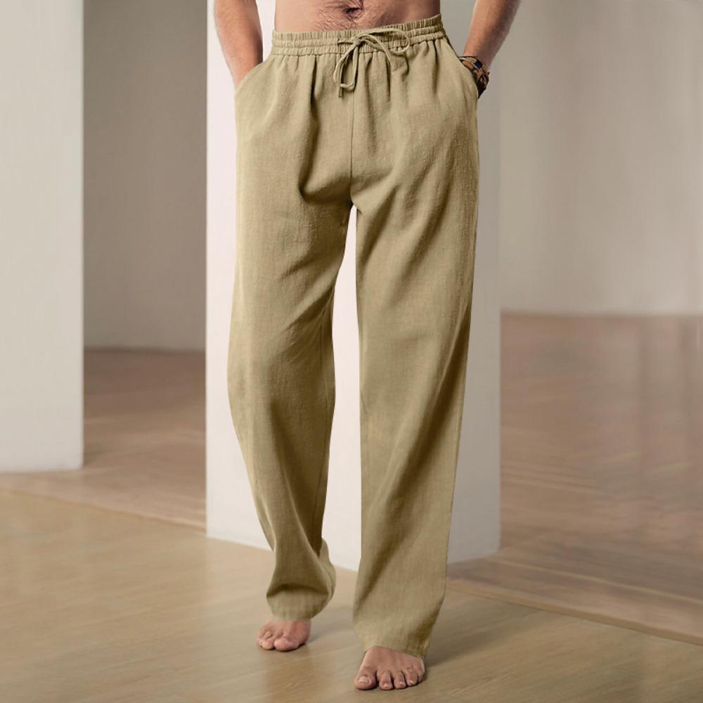 Summer Men's Hip-hop Linen Pants Lightweight Breathable Casual Jogging Pocket Loose Fit Street Wear Gym Travel Wear