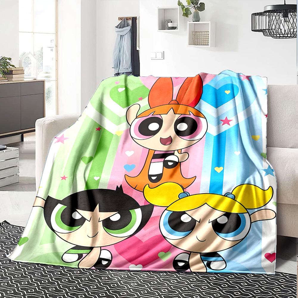 1pc Powerpuff3 Blanket, Gift, for Men and Women, Soft Blanket, Good for Sofa Bed Couch Travel, Lightweight Flannel Blanket