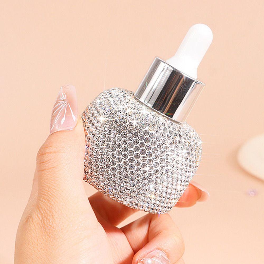 Refillable Glass Dropper Bottles Rhinestone Inlaid Perfume Container  Women
