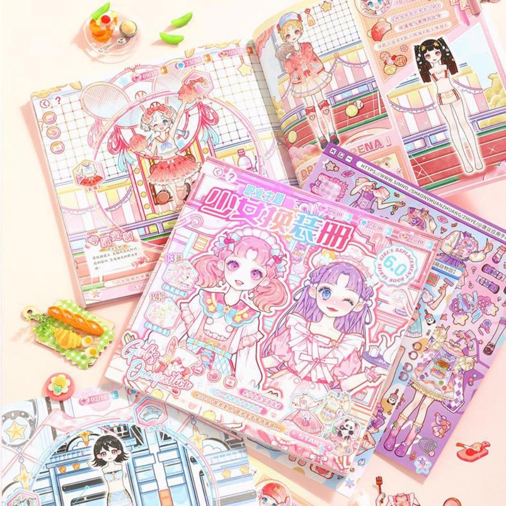 

Самоклеящиеся наклейки Girl Change One s Outfit Наклейки Канцелярские товары Girl Dress Up Наклейка Дневник