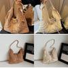 Woven Beach Bag With Large Capacity Tassel Drawstring For Summer Vacation And Casual Travel