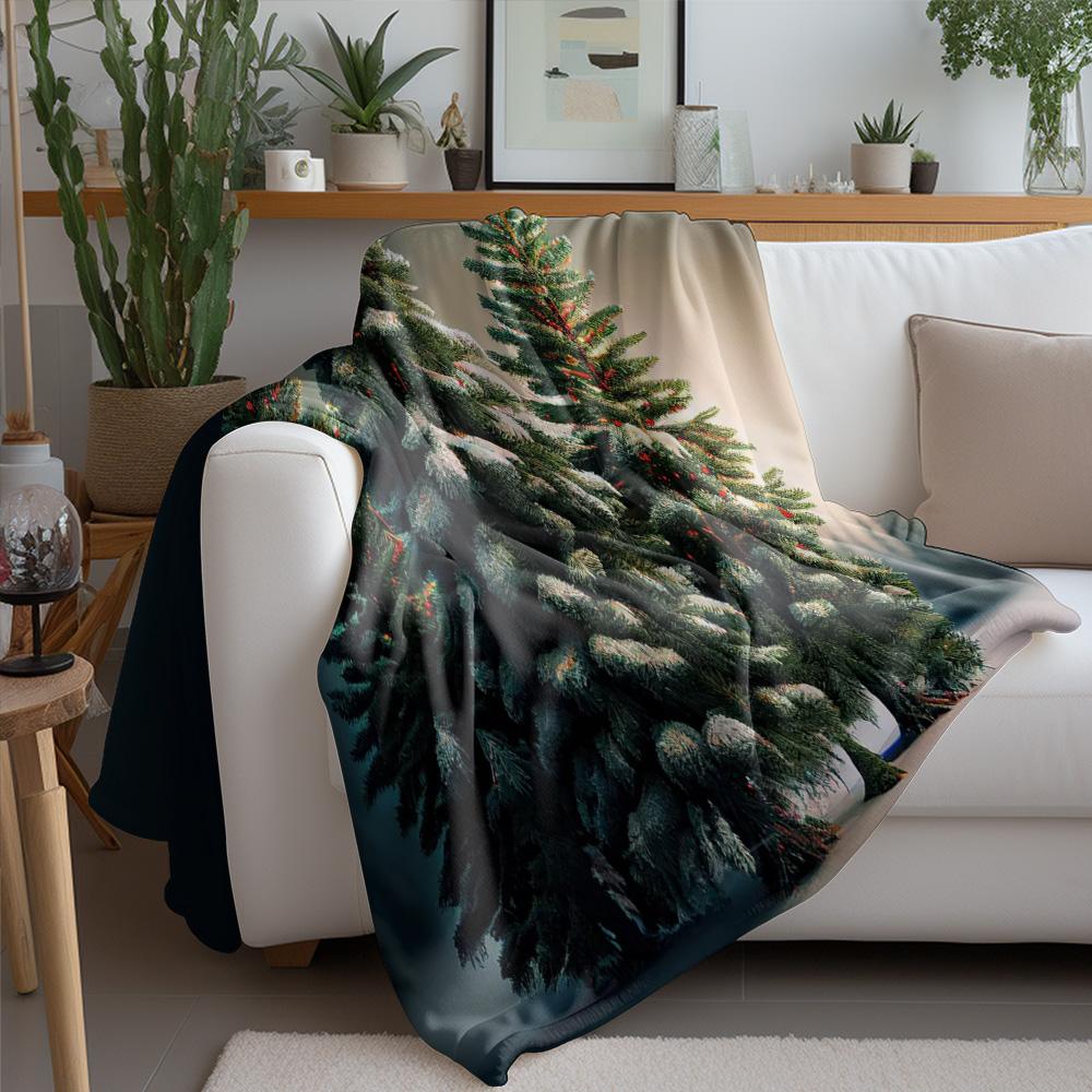 Tuniu Cozy Winter Forest Fleece Blanket for Sofa Bed Living Room Bedroom Decor Gift