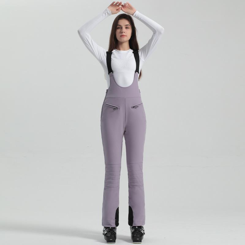 2024 Gsou Snow Winter Ski Pant Women Snowboard Strap Trouser High Waist Elastic Windproof Waterproof Thicken Thermal for Outdoor