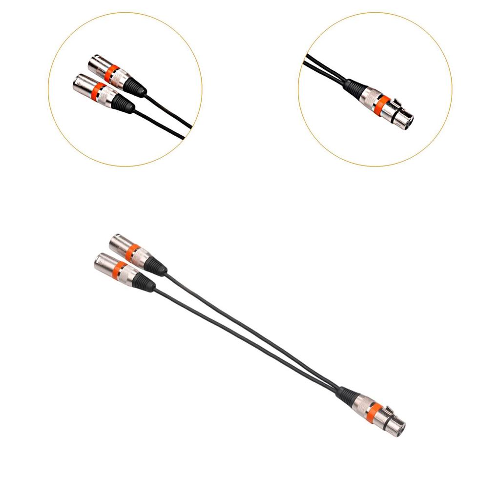 Heavy Duty Flexible 30cm Audio Adaptor 1 Female to 2 Male 3 Pin Patch Y Cable for Mixer Equelizer
