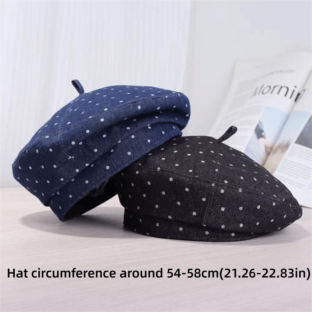 Polka Dot Beret Hat Vintage Style Painter Cap Fashion Cloud Hat  Daily