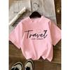 Women Casual Crew Neck T-Shirt Travel Is My Therapy Graphic Summer Short Sleeved Harajuku Streetwear Tops Tees