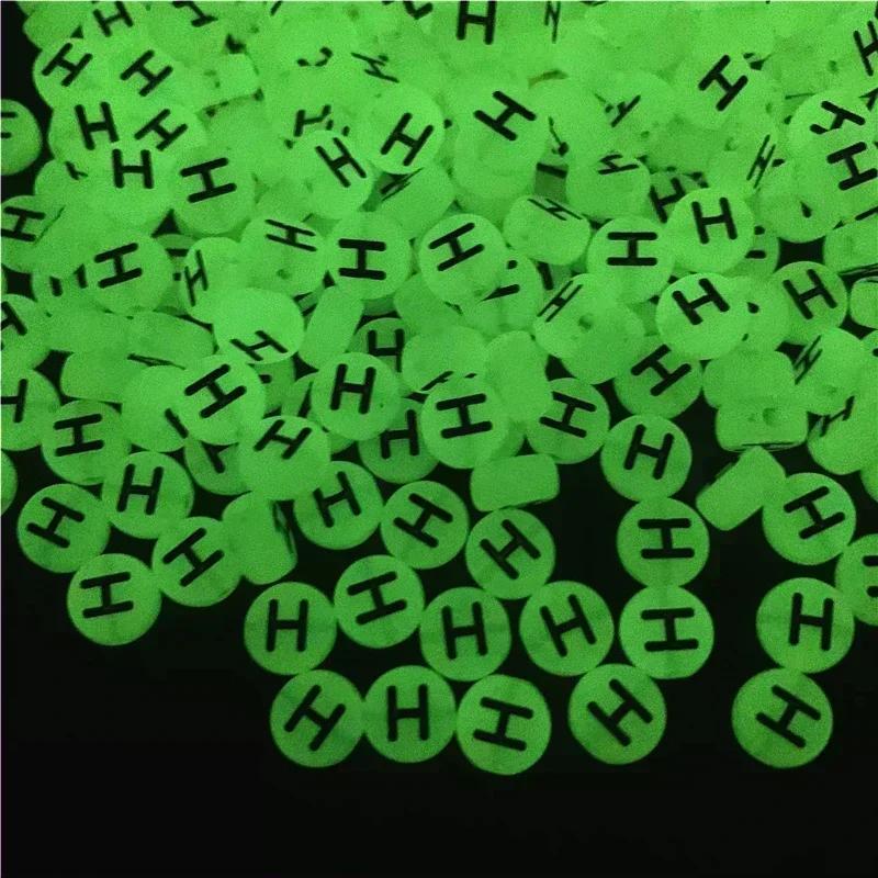 100-500PCS Acrylic Luminous A-Z 26Letter Beads Loose Spacer Alphabet Beads For Jewelry Making DIY Charms Bracelet Necklace