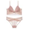 Sexy Spitzen-Bügelloses BH-Set mit tiefem Rücken, dünnen Baumwoll-Push-Up-Polstern und Schmetterlingsknoten-Design