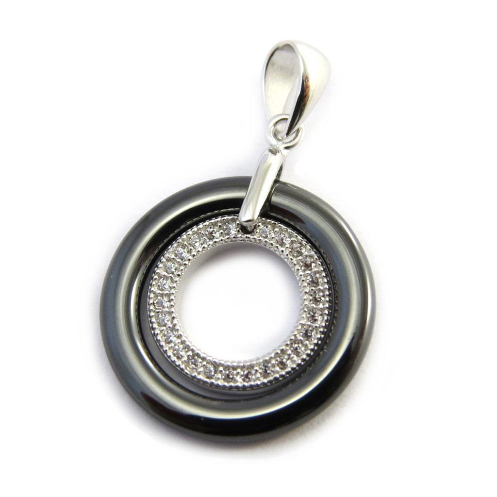 Les Trésors De Lily [N3027] - Pendentif Argent 'Sissi' noir (céramique)