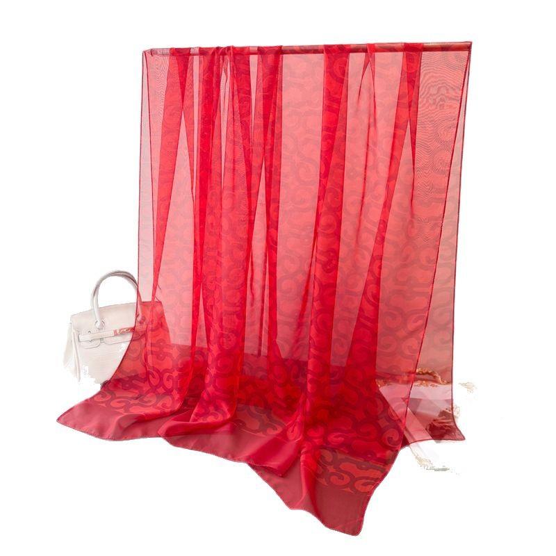 Hongqimeng Encryption Yourou Yarn Printing Spring And Summer Silk Scarf Large Long Scarf Travel Shawl Sun Protection Women'S Scarf Headscarf