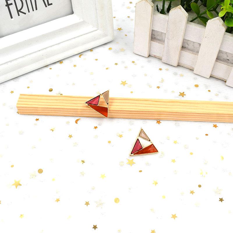 Geometric Round Acrylic Stud Earrings - Trendy Korean Design