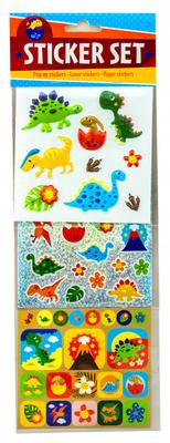 Dinosaurs Pop Up Sticker Set + Holographic Glitter + Paper