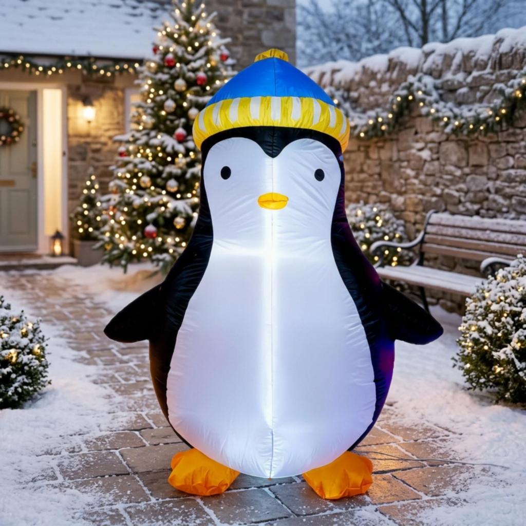 Inflatable Penguin with 5ft Outdoor Yard Decoration for Lawn, Garden