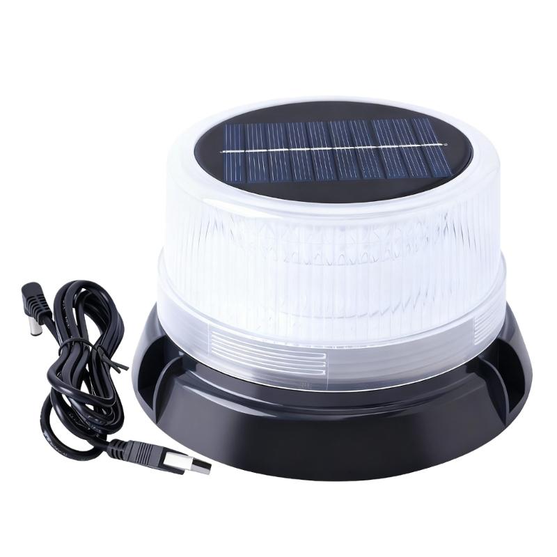Solar Powered Vehicle Emergency Light High Brightness LEDs Warning Light Waterproof Design Magnetic Mount 2 Light Modes