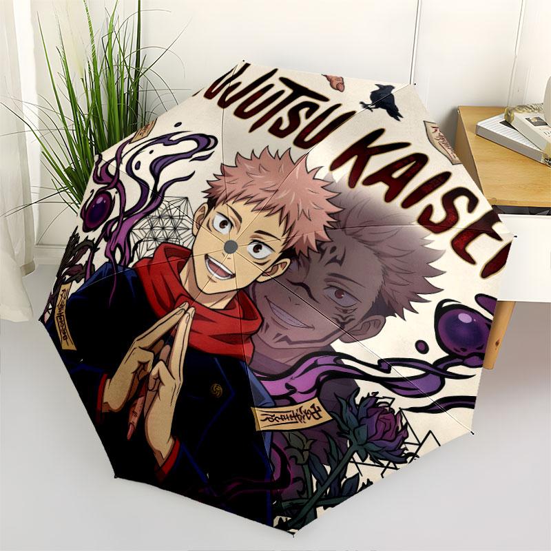 1 PC Automatic Folding Umbrella - Jujutsu Kaisen Pattern Portable Foldable Design With 8 Ribs Christmas Birthday Gifts