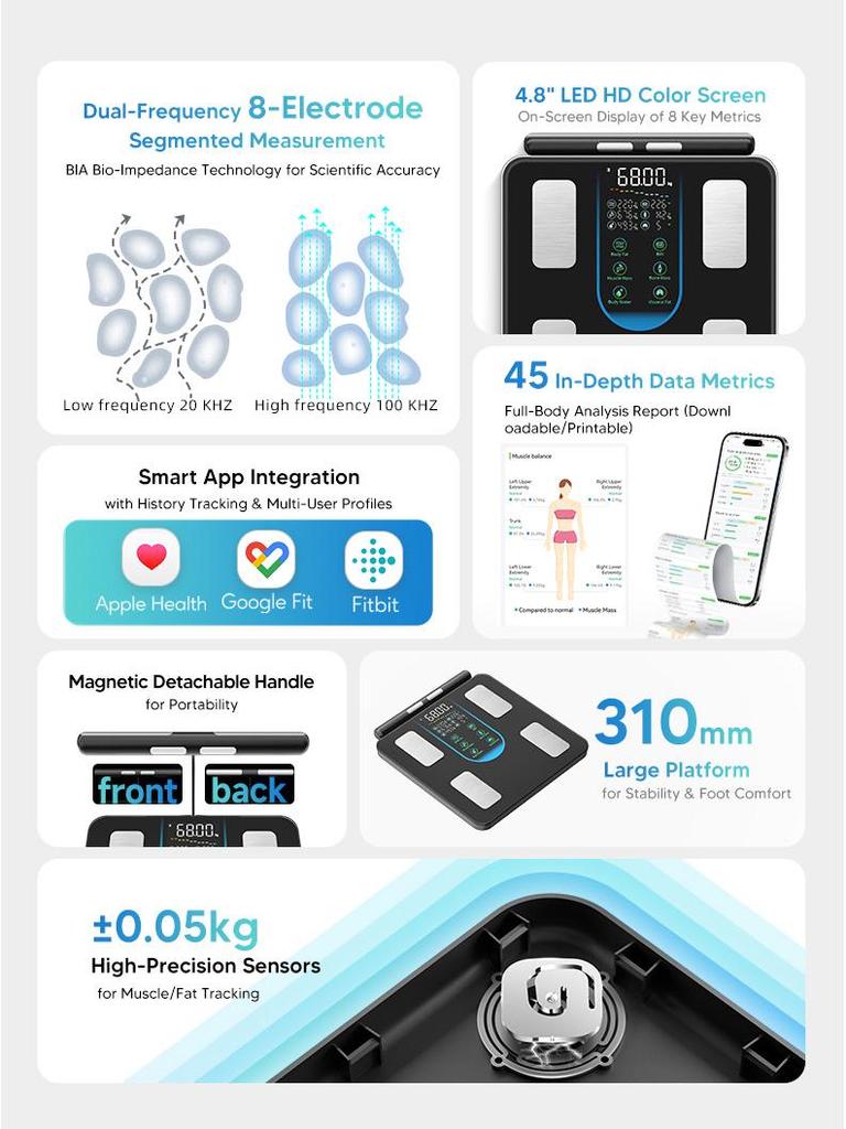 Smart Bluetooth Body Fat Scale with Precise APP Measurement for Fitness and Health