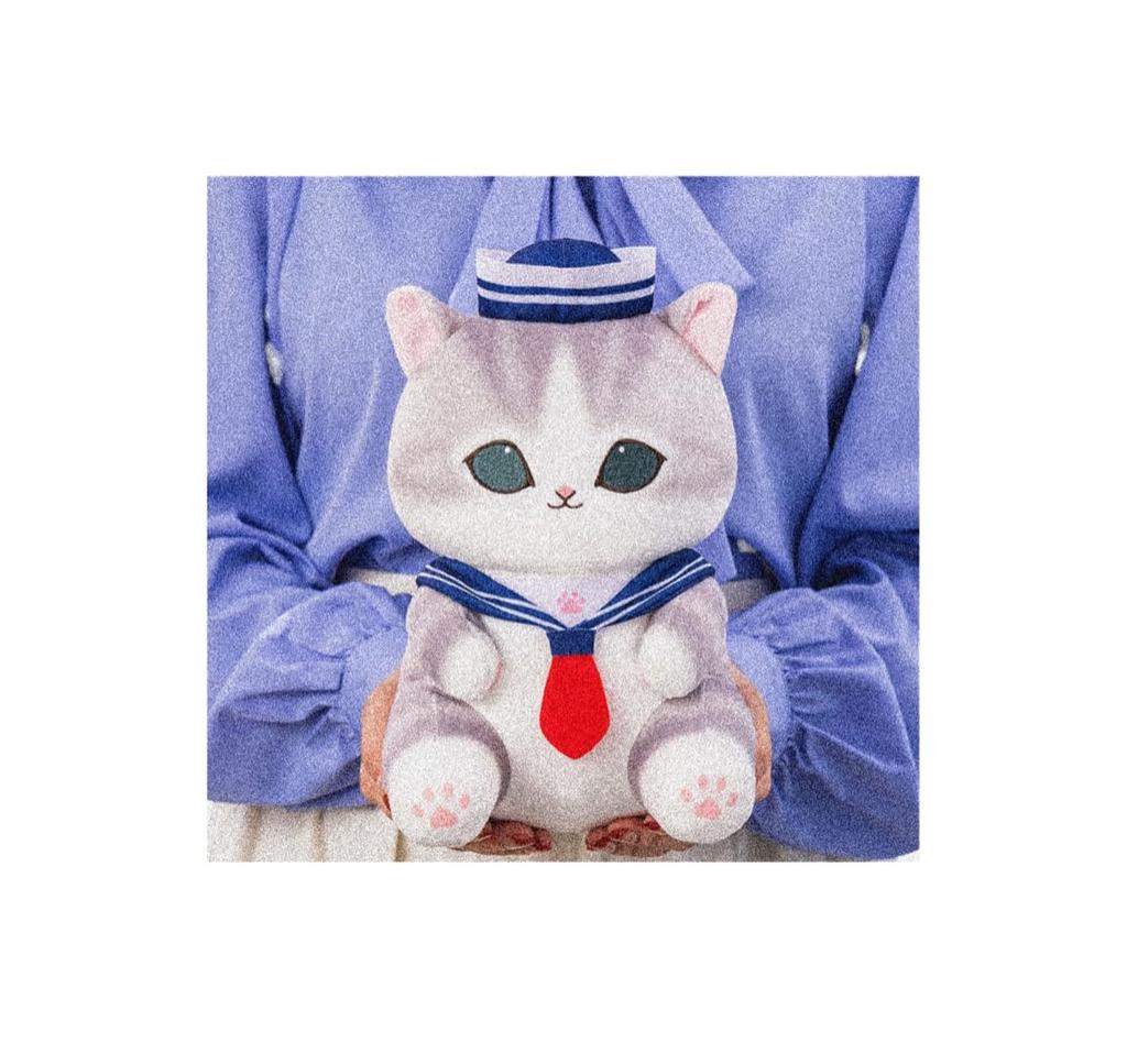 Mofu Sailor Nyan Big Plush Official Cute Merchandise Toy, Approx. 28cm, (Gray)