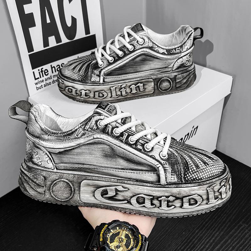 Fashion Handmade Mens Casual Shoes Thick Bottom Male Skateboard Footwear Street Style Vulcanize Shoes Stylish Tenis Masculino Sneakers