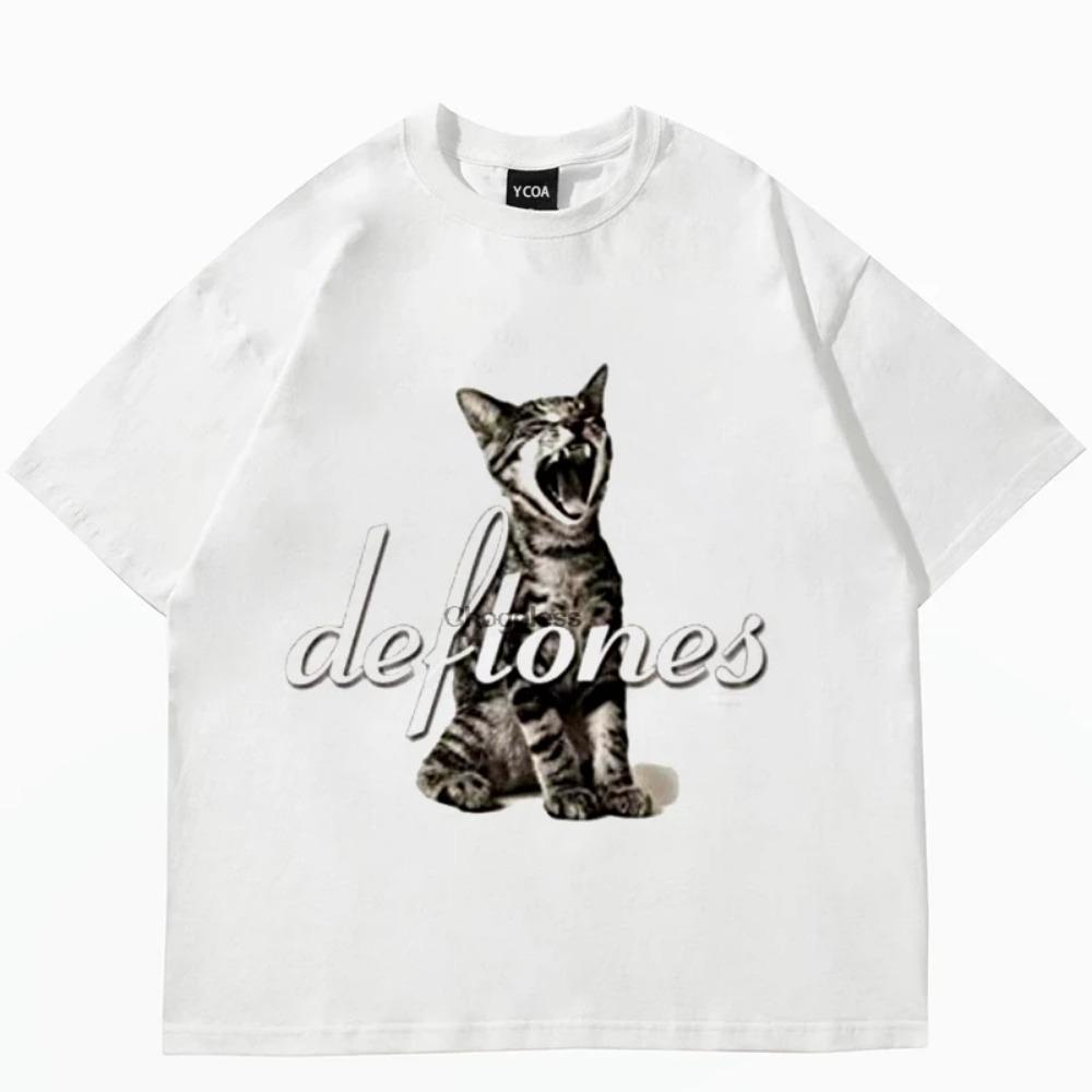 Women's Cute Cat Printed Short Sleeved T-shirt Women's Harajuku Fashion Couple Loose Street Style Y2K Clothing