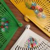 Colorful Hand Painted Fan Wooden Chinese Vintage Fan Portable Spanish Wood Fan  Home Decor
