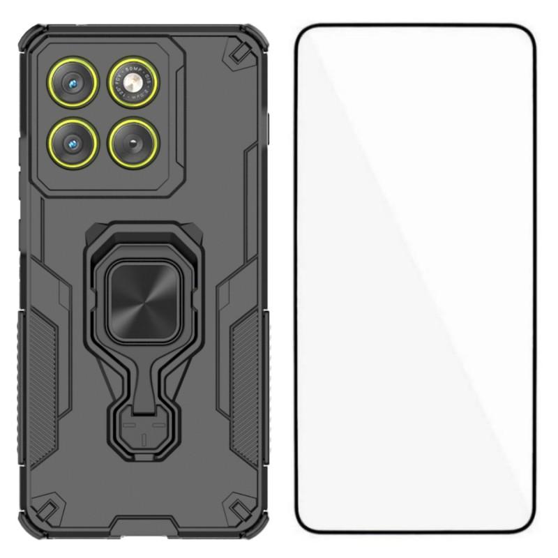 For Motorola Edge 70 5G Phone Case WANLONFENG PC TPU Back Cover Kickstand with Tempered Glass