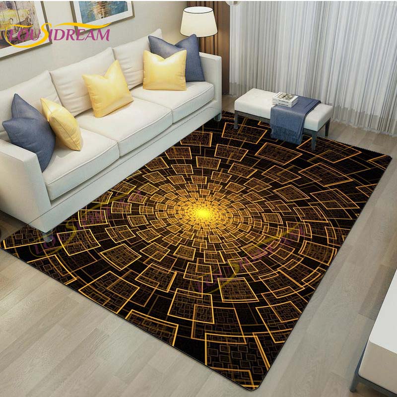 3D Vortex Illusion Rug Abstract Rug Modern Carpets for Living Room Area Rug Non Slip Floor Rug Teen's Rug Game Room Rug Play Mat