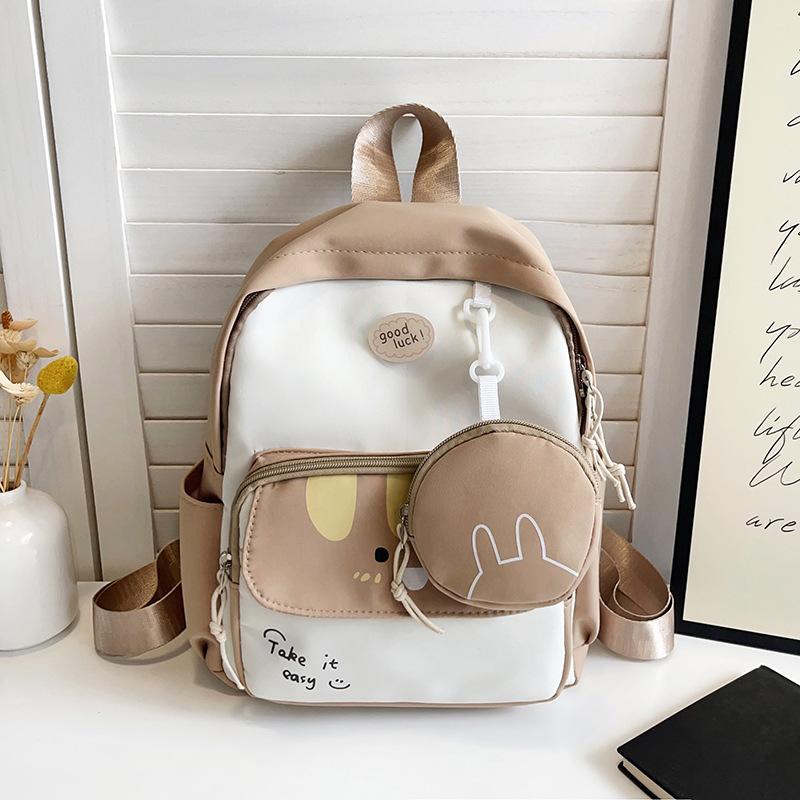 Versatile new school bag small fresh contrast kindergarten backpack two-piece cute backpack