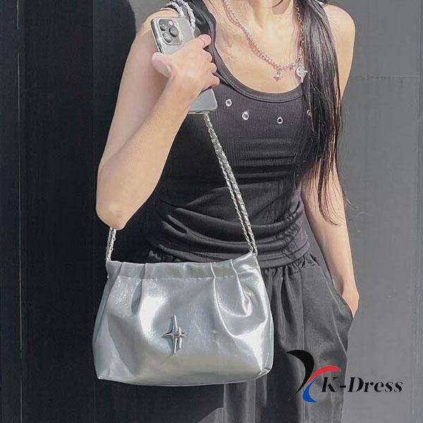 Shirring Chain Square Shoulder Bag (3 Colors)