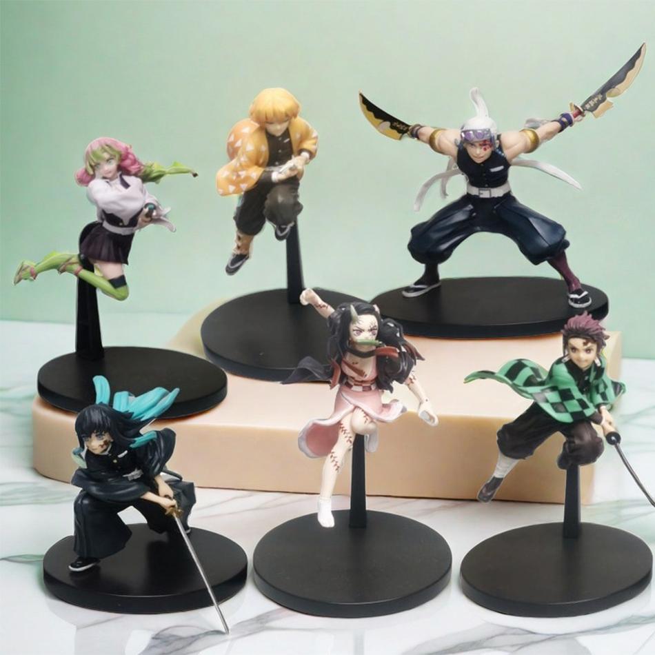 The s 19-24CM Anime Demon Slayer Kanroji Mitsuri Kamado Tanjirou Kamado Nezuko Action Figure Model Toy gIFT