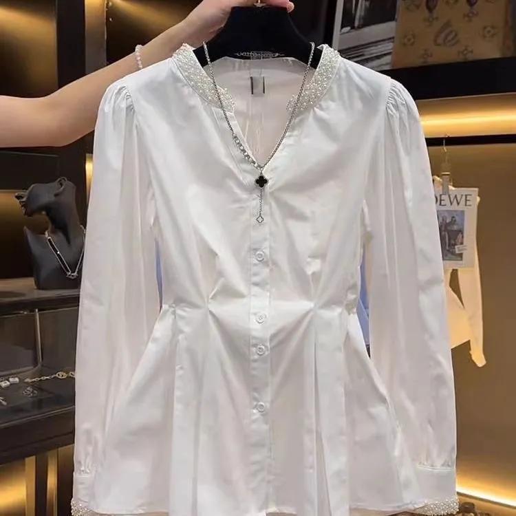 Женские весенние и осенние милые рубашки, дизайн, однотонные элегантные топы XL