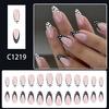 24PcsABS Press On Nail Minimalist French Manicure Polkas Dots Patterns Quick Stick Art False Nail For Busy Ladies
