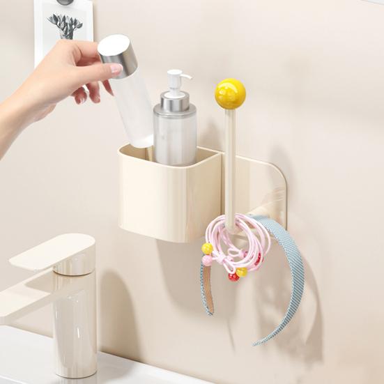 Yousheng Bathroom Storage Rack with Drain Hole Strong Load Bearing Large Capacity Wall Mount Storage Shelf with Hook