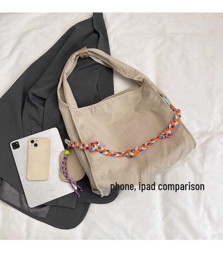 Trendy Nylon Crossbody Bag with Colorful Weaving, Large Capacity, Versatile as Tote, Shoulder, or Underarm Bag
