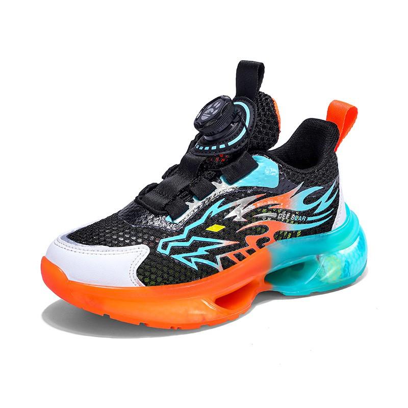 Kids Running Shoes With Rotating Buckle Breathable Mesh Low Top Boys Girls
