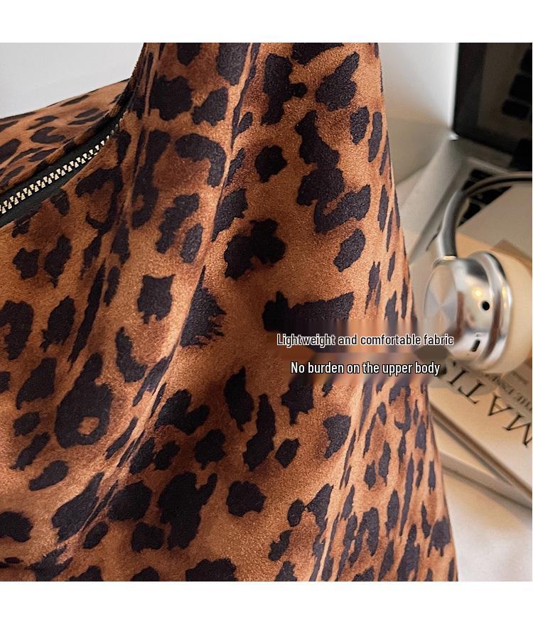 Bolso Cruzado Tote Grande para Mujer Estilo Coreano Estampado de Leopardo