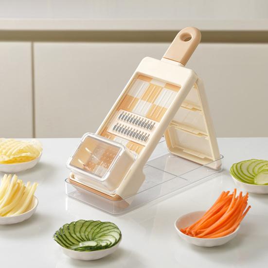 Vegetable Cutter 4-in-1 Food Chopper Grater with Blades Salad Prep Tool for Slicing Dicing Shredding Safety Restaurant Food Prep Equipment