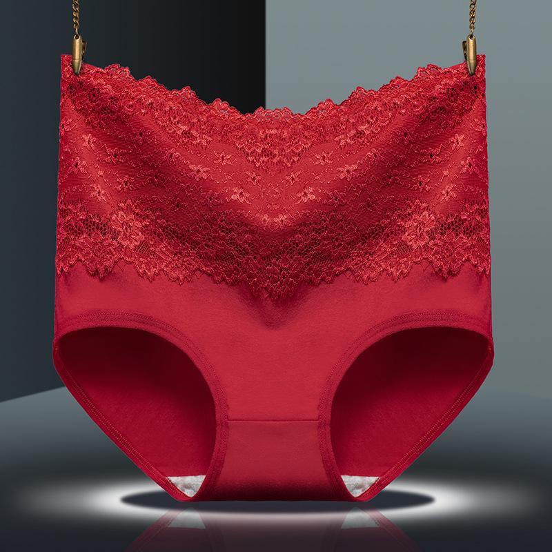 5pcs/pack High Waist Briefs Panties Women Sexy Lace Underwear Plus Size Bamboo Cotton Panties