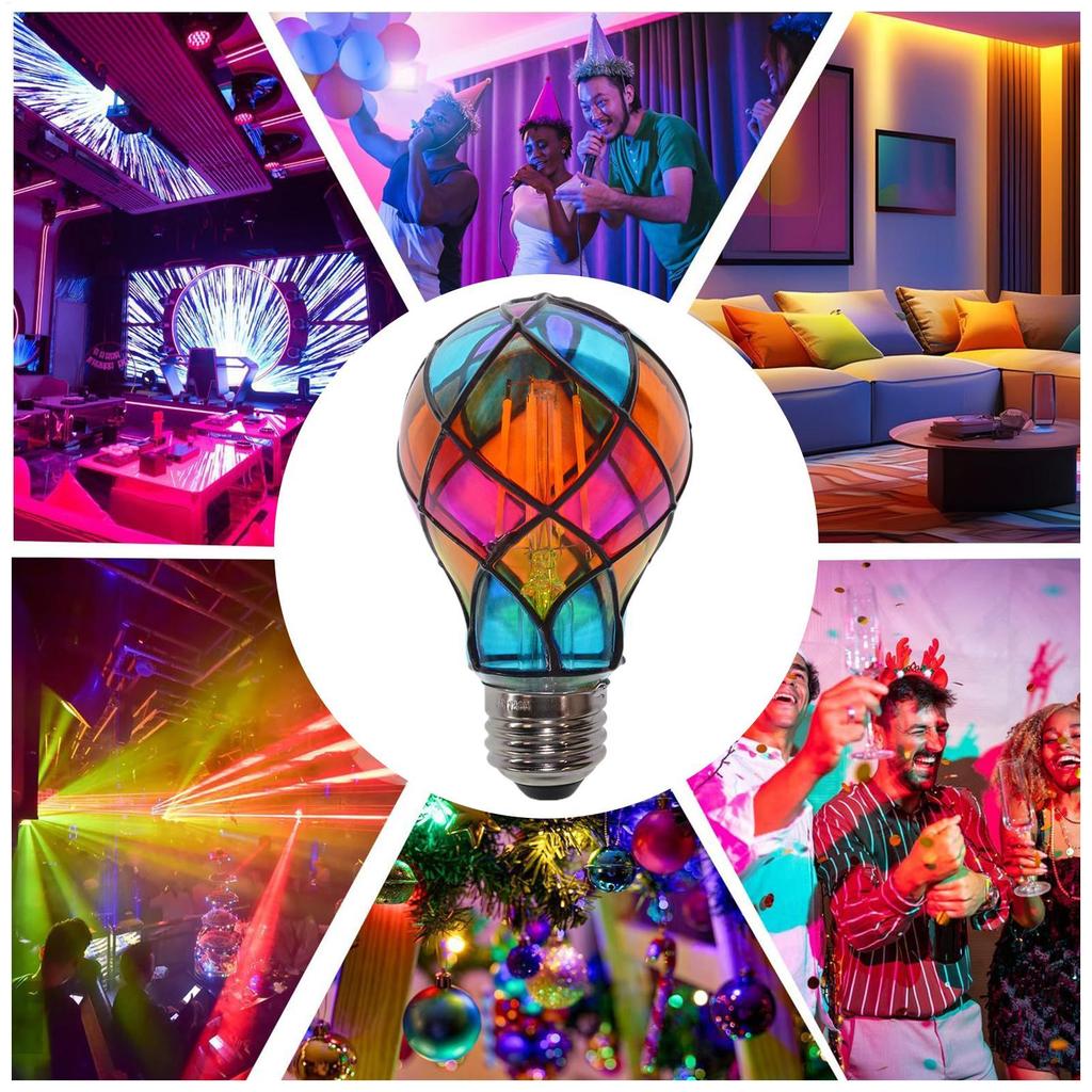 Stained Glass Light Bulb E26 E26 4W 120V Colorful LED Romantic Lighting For Christmas Party Festive Bedside Lamp Indoor decor