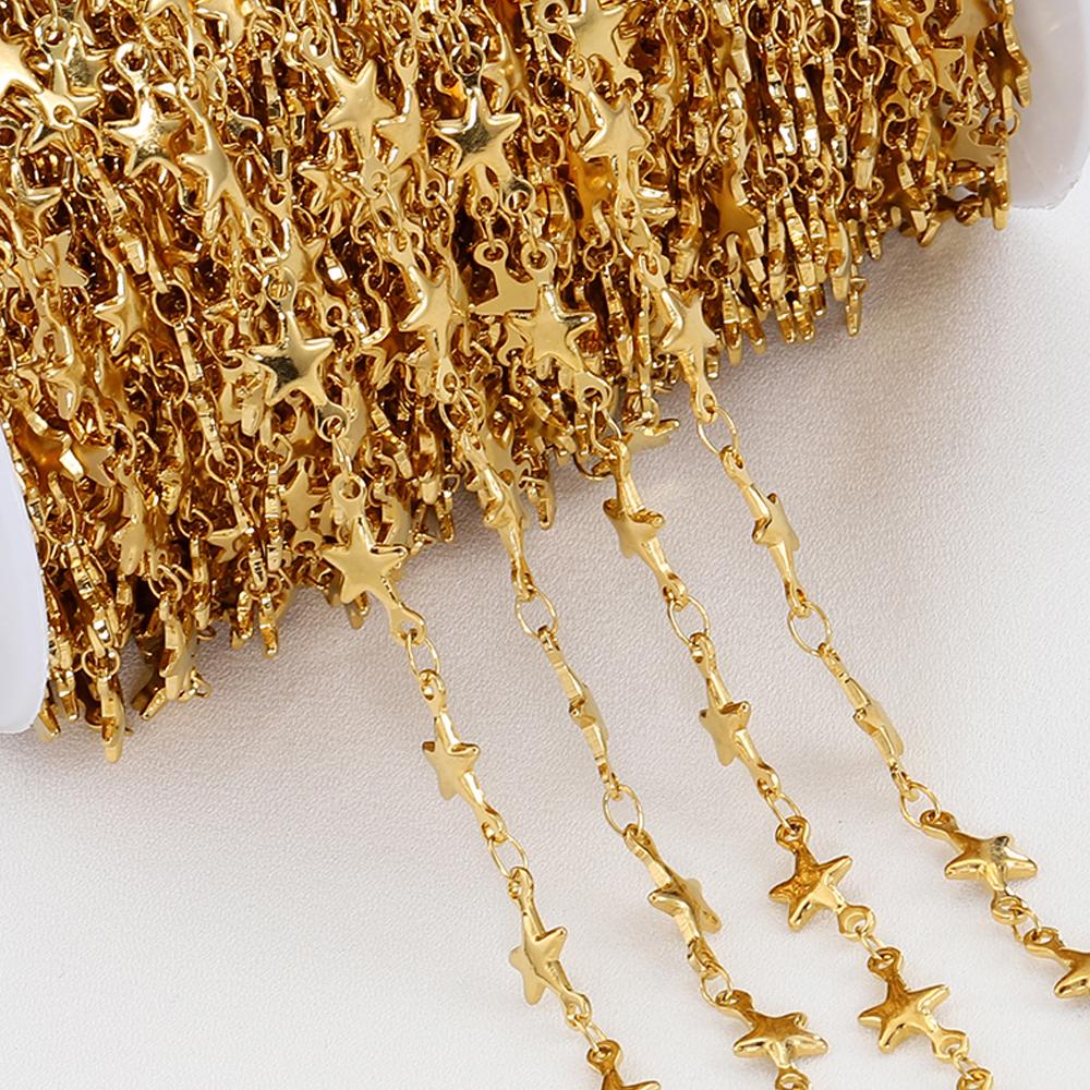 

2Meters 1Meter 5mm Star Chains Stainless Steel Necklace Chain for Jewelry Making Findings DIY Handmade Materials Supplies 1Meter