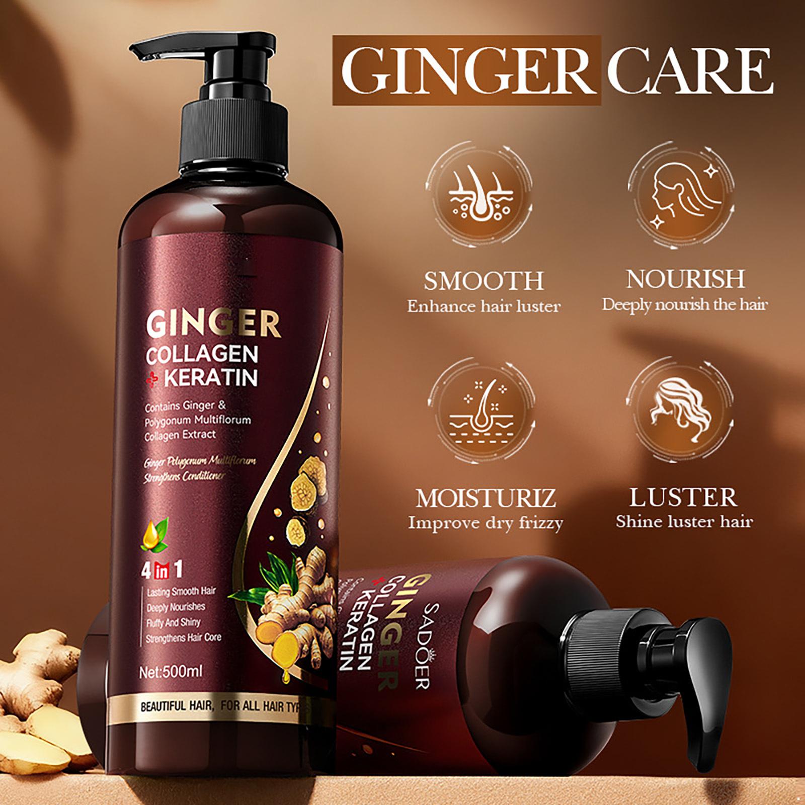 1Pc 500ml Ginger Polygonum Multiflorum Hair Mask, Core Strengthening, Smooth Shine Restorer, Plant-Based Conditioner One Size