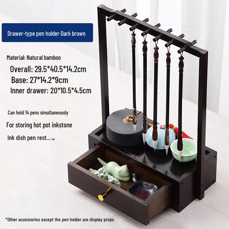 Retro Multifunctional Calligraphy Pen Holder & Brush Rack