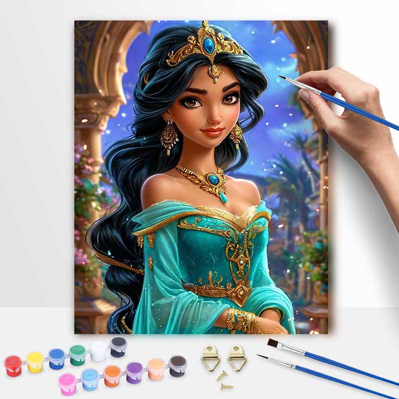 Disney Princess Jasmine s Royal Portrait Art Painting Set Home Wall Decor Handmade Gift 30x40cm