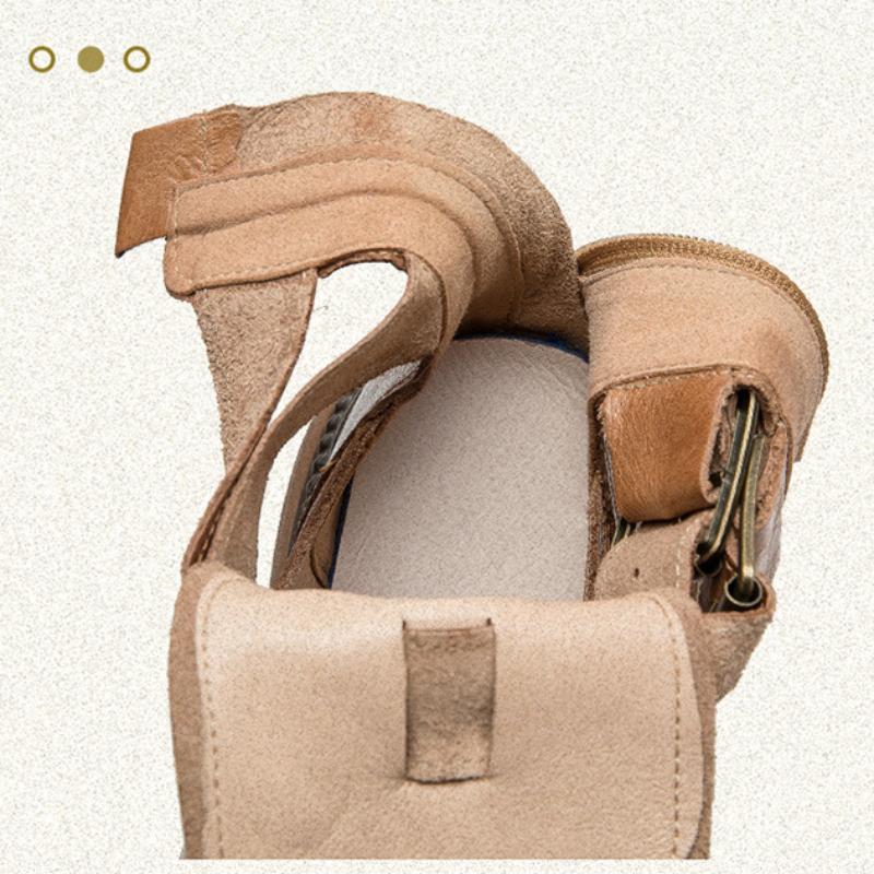 Johnature Römische Gladiator-Sandalen aus echtem Leder mit dicker Sohle, vielseitige modische Damenschuhe