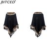 BITCED Knitted Fringe Cape for Women - Autumn/Winter Solid Colour Oversized Pullover Shawl Coat