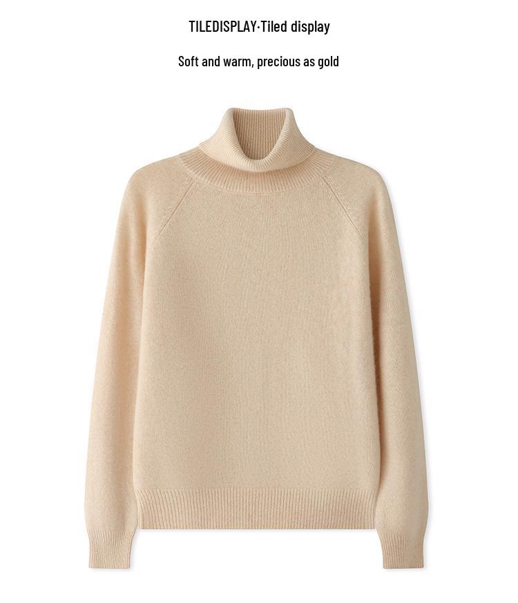 Charming 100% Cashmere Women's High Neck Thick Pullover Sweater for Autumn/Winter