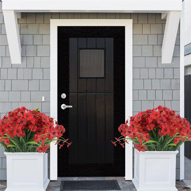 10 Teile/paket Künstliche Blume Frühling Gras Grün Pflanzen Aquatische Violett DIY Outdoor Balkon Hause Dekoration