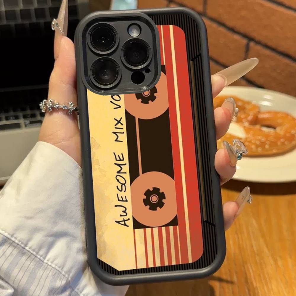 Vintage Cassette Tape Retro Phone Case For iPhone 17 16 15 14 13 12 11 Pro Plus Max Soft TPU Ladder Lens Protection Soft Cover