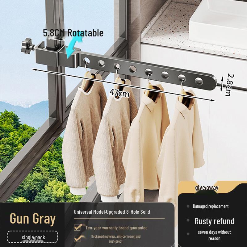 Invisible Balcony Folding Clothes Drying Rack - Anti-Theft, Outdoor & Window Guard Rail Drying Pole.