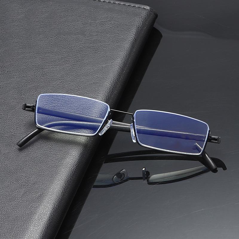 Metal Anti-Blue Light Reading Glasses Men Half Frame Prescription Eyeglasses Male Eyewear With Case +1.0 1.5 2.0 2.5 3.0 3.5 4.0
