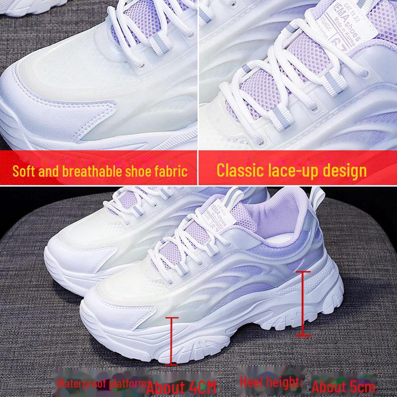 2023 Women's Thick-Sole White Dad Sneakers: Versatile, Casual, and Hot-Selling for Spring and Autumn
